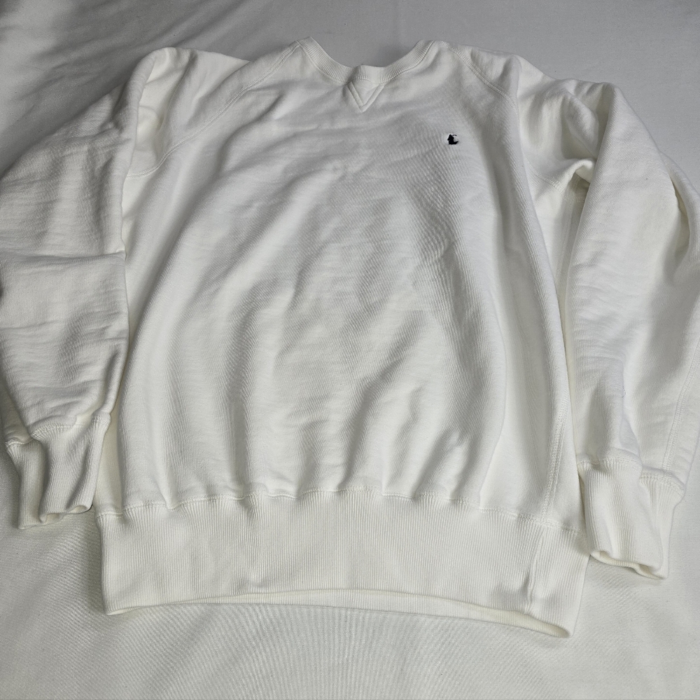 Polo by Ralph Lauren White Crewneck Sweatshirt with Small Navy Pony - Picture 1 of 10